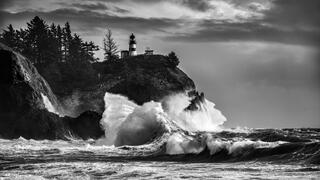 crashing waves forming different shapes at waikiki beach, cape disappointment, Washington